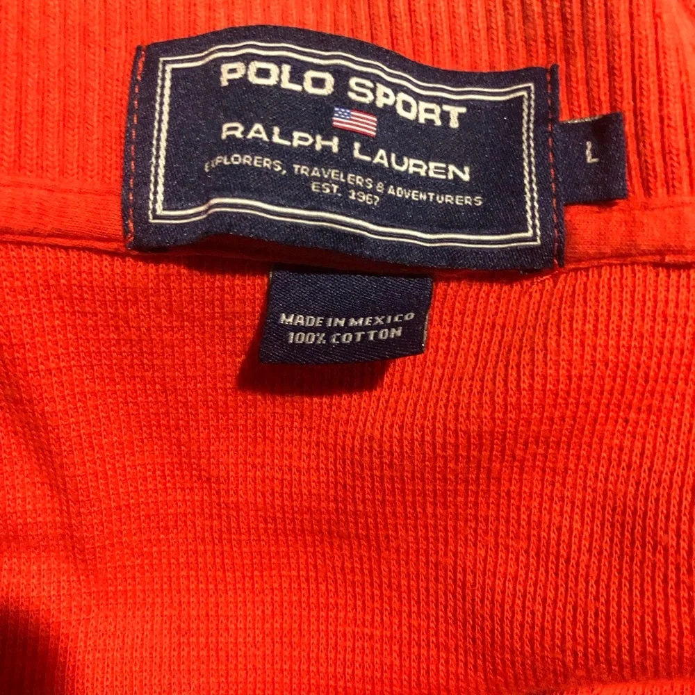 VTG Polo Sport Ralph Lauren Orange Stripe Short Sleeve Sz Large Cotton Y10